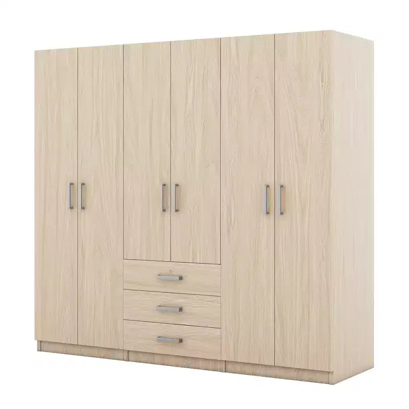 Armadio in legno a 6 ante con cassetti