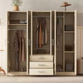 Whisen 6-Doors Wooden Wardrobe Storage for Bedroom, with Big Drawers