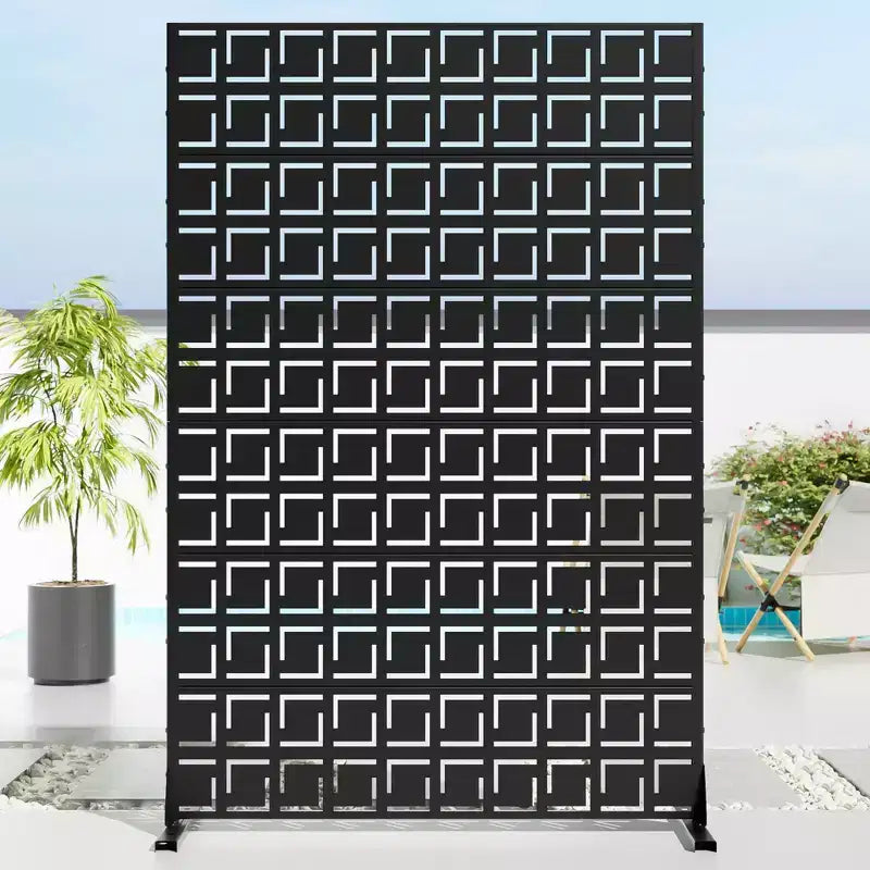 72 H47W Dovelina Black Metal Planter Box with Trellis Privacy Screen for Caf Patio,Garden & Balconies