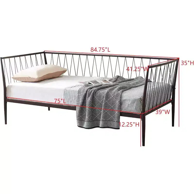 Struttura letto a giorno in legno di dimensioni singole con supporto a doghe
