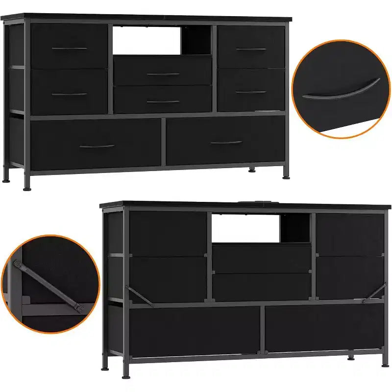 Mobile TV da 47,4 pollici con 8 cassetti, striscia luminosa a LED RGB e doppia presa di corrente