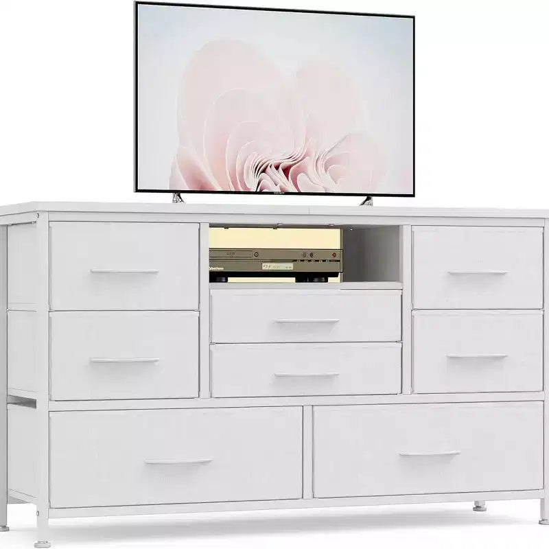 Mobile TV da 47,4 pollici con 8 cassetti, striscia luminosa a LED RGB e doppia presa di corrente