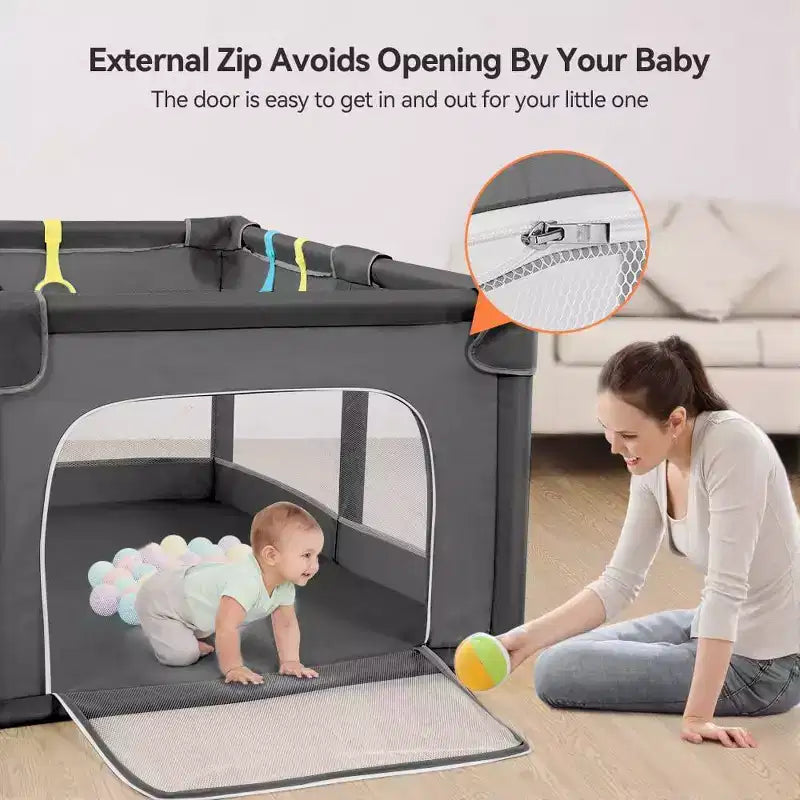 Box per Bambini a 4 Pannelli 74x50 con Lati in Rete e Borsa per il Trasporto