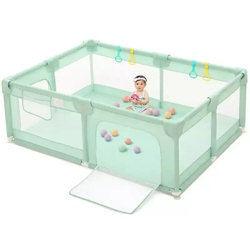 Box per Bambini a 4 Pannelli 74x50 con Lati in Rete e Borsa per il Trasporto