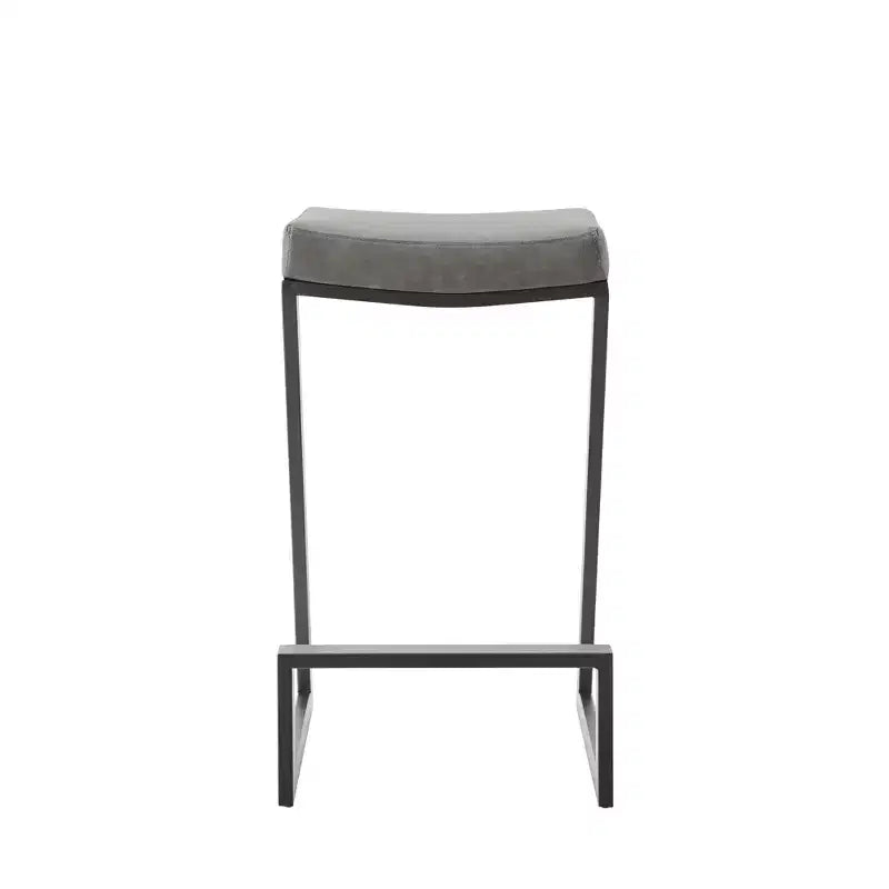 Sgabello da bar senza schienale, altezza bancone, 66 cm, seduta in similpelle grigia con struttura in ferro nero