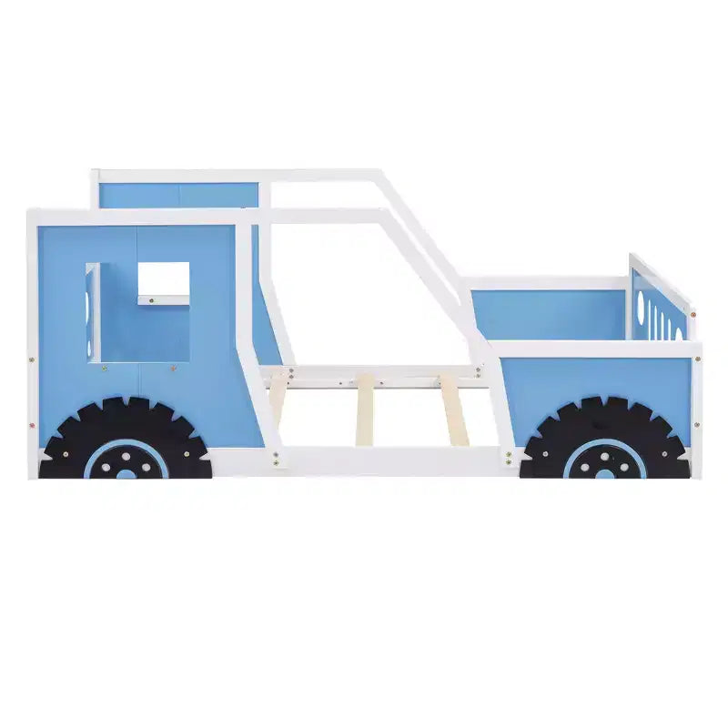 Letto per Bambini a Forma di Auto con Sponde Laterali e Doghe in Legno, Twin/Full