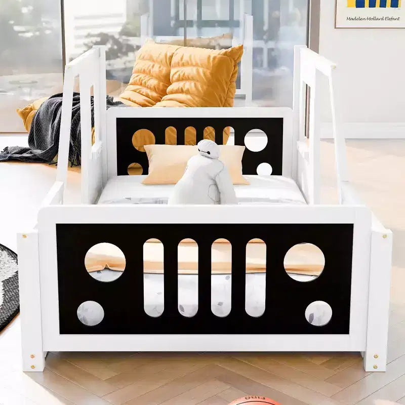 Letto per Bambini a Forma di Auto con Sponde Laterali e Doghe in Legno, Twin/Full