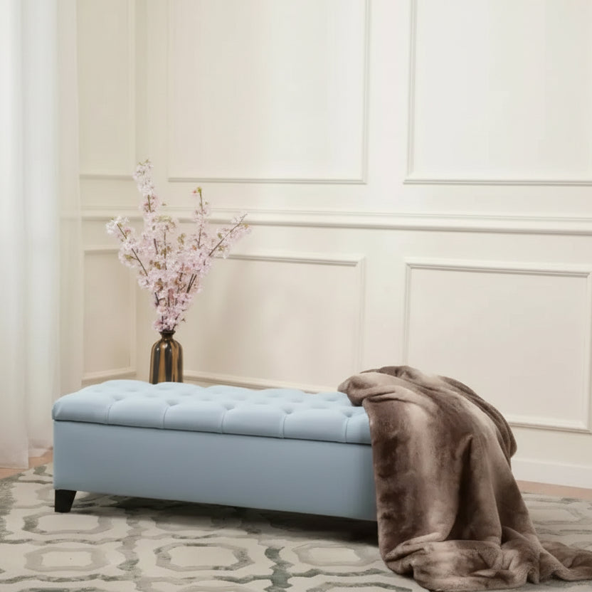 Okak Luxury Storage Ottoman Bench with Button-Tufted Upholstered Rectangular Long Storage Footrest Stool for Living Room,Entryway,Bedroom