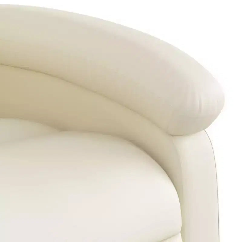 Poltrona reclinabile ad ala in similpelle crema con tasca laterale