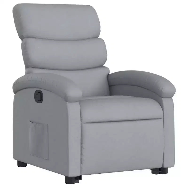 Poltrona Reclinabile Power Lift per Anziani - Tessuto Grigio Chiaro, Sollevamento Elettrico, Reclinazione Manuale, Seduta Imbottita, Tasca Laterale