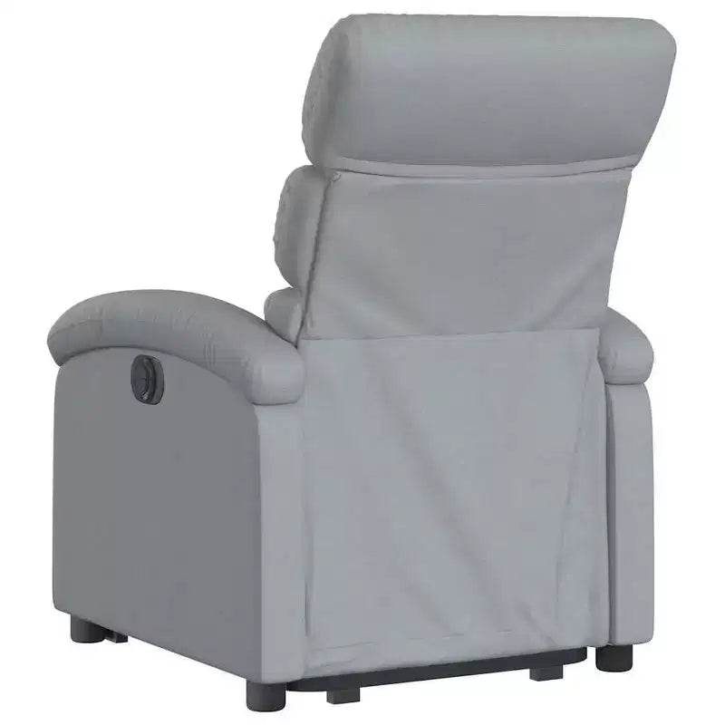 Poltrona Reclinabile Power Lift per Anziani - Tessuto Grigio Chiaro, Sollevamento Elettrico, Reclinazione Manuale, Seduta Imbottita, Tasca Laterale