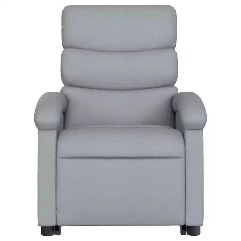Poltrona Reclinabile Power Lift per Anziani - Tessuto Grigio Chiaro, Sollevamento Elettrico, Reclinazione Manuale, Seduta Imbottita, Tasca Laterale