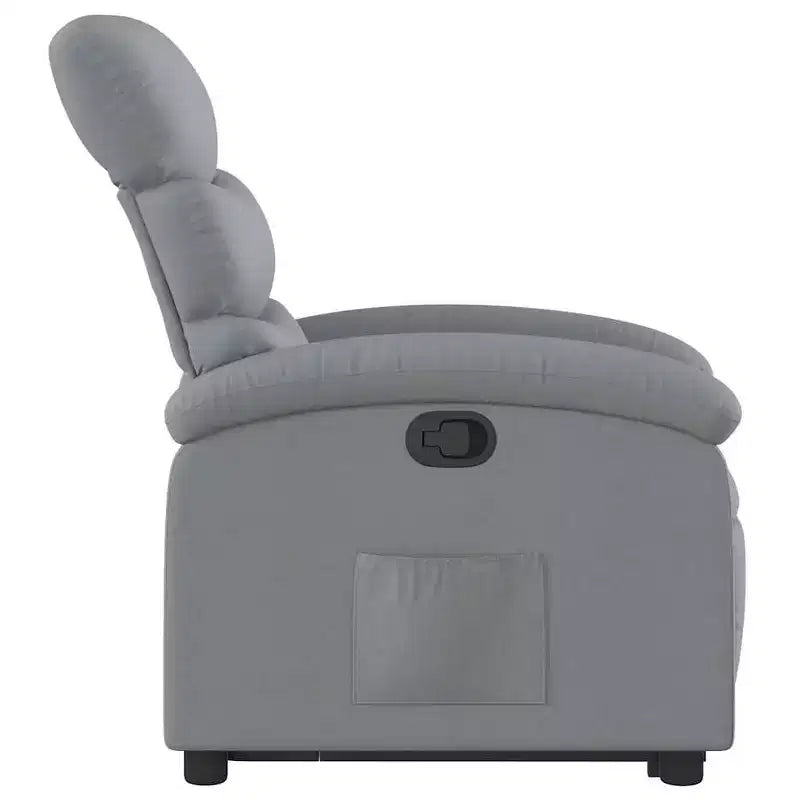 Poltrona Reclinabile Power Lift per Anziani - Tessuto Grigio Chiaro, Sollevamento Elettrico, Reclinazione Manuale, Seduta Imbottita, Tasca Laterale