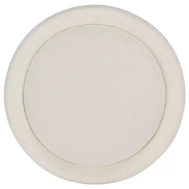 Pouf rotondo rivestito – Avorio/Naturale