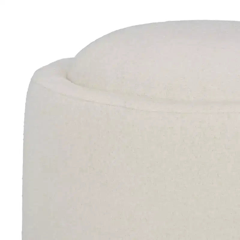 Pouf rotondo rivestito – Avorio/Naturale
