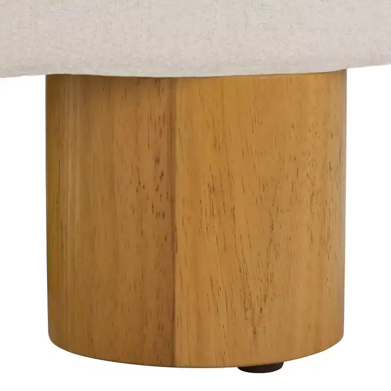 Pouf rotondo rivestito – Avorio/Naturale