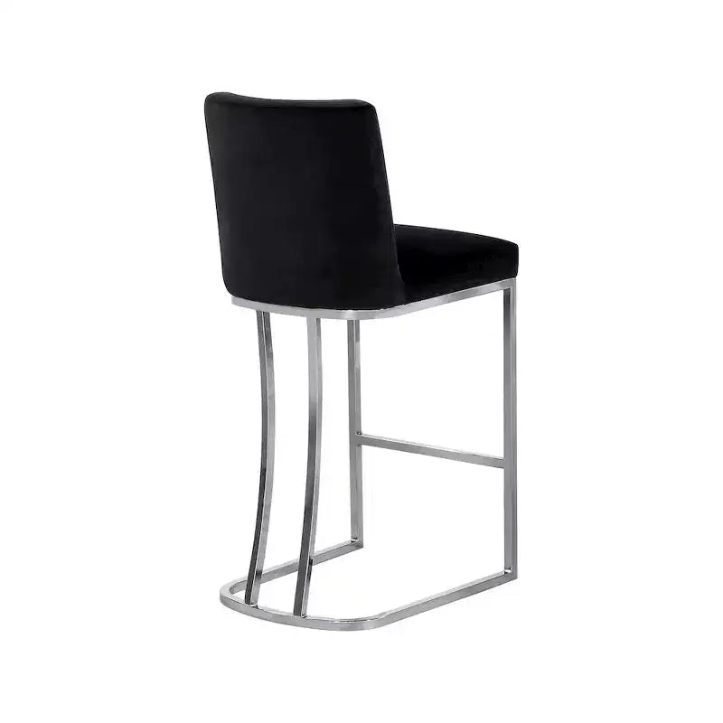 Sgabello nero in velluto altezza bancone