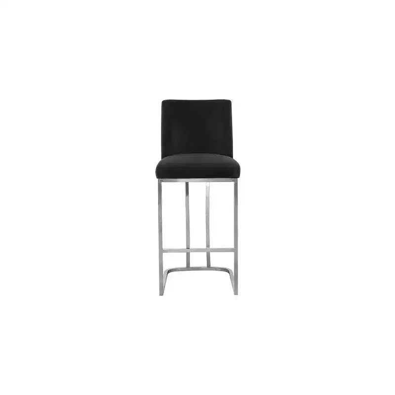 Sgabello nero in velluto altezza bancone