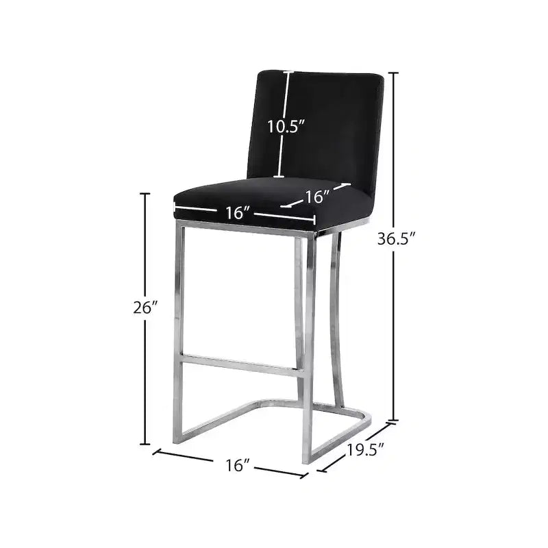 Sgabello nero in velluto altezza bancone