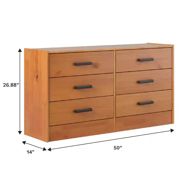 Comò a 6 cassetti in legno di pino
