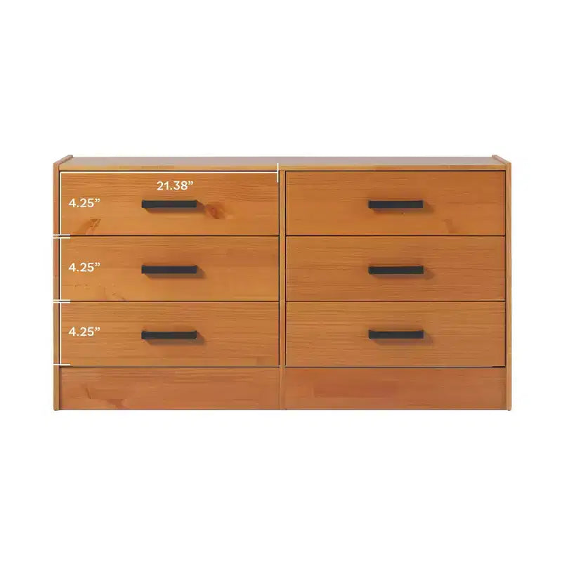 Comò a 6 cassetti in legno di pino