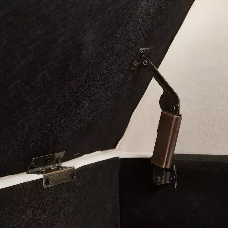 Panca contenitore imbottita con sedile trapuntato a bottoni, beige, 130 cm