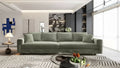 MAYEERTY 102.4 Plush Corduroy 4 Seat Sofa with Soft Pillows 3 Ottoman, Convertible Deep Seat Sofa Lunge Chair Green