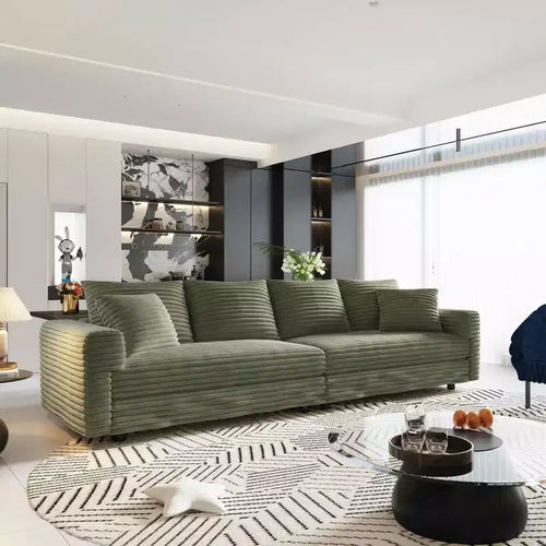 Divano letto trasformabile da 259 cm con rivestimento in velluto a coste – 4 posti, verde