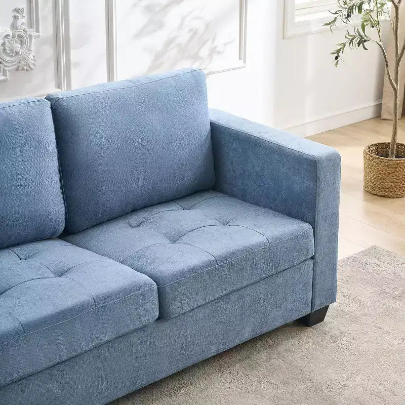 Divano a 3 posti da 226 cm con tessuto ciniglia, braccioli larghi, poggiatesta rimovibile e tasche laterali portaoggetti