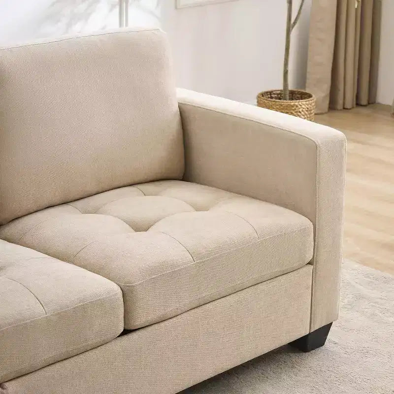 Divano a 3 posti da 226 cm con tessuto ciniglia, braccioli larghi, poggiatesta rimovibile e tasche laterali portaoggetti