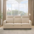 89 in Oversized 3 Seat Sofa, Chenille Fabric Upholstered Sofa with Wide Armrest, Removable Headrest and Side Storage Pockets for Home Office