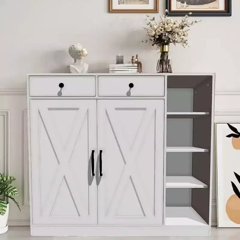 Scarpiera da appendere alla porta con 6 ripiani regolabili e 2 cassetti