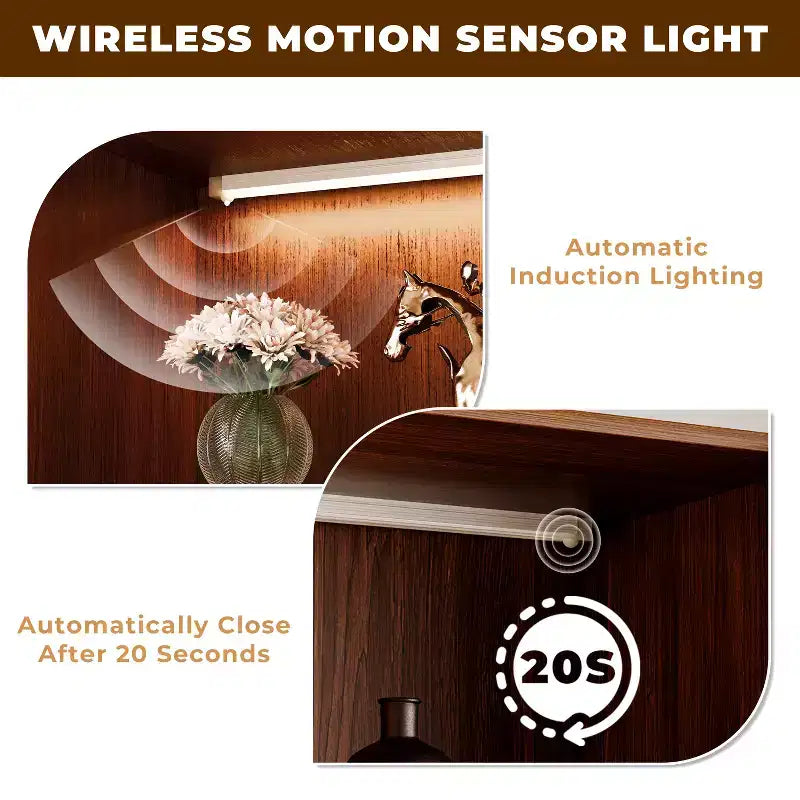 Vetrinetta in Vetro Alta 160cm con Illuminazione a LED, Stile Moderno di Metà Secolo, 4 Ripiani per Salotto