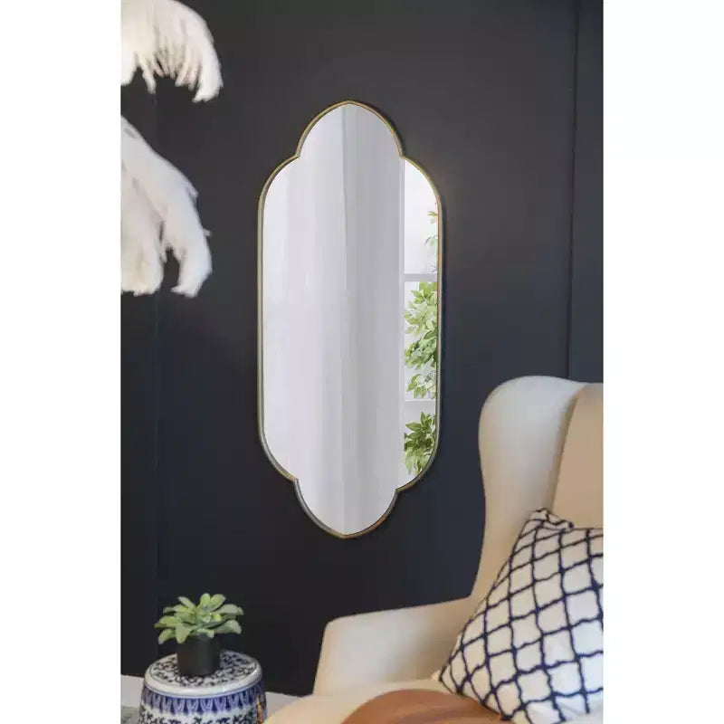 Specchio da parete decorativo moderno con bordo in legno