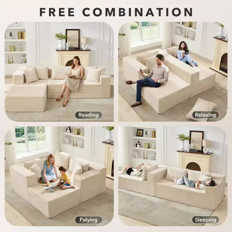 Divano sezionale a L con chaise longue e seduta profonda, 269 cm