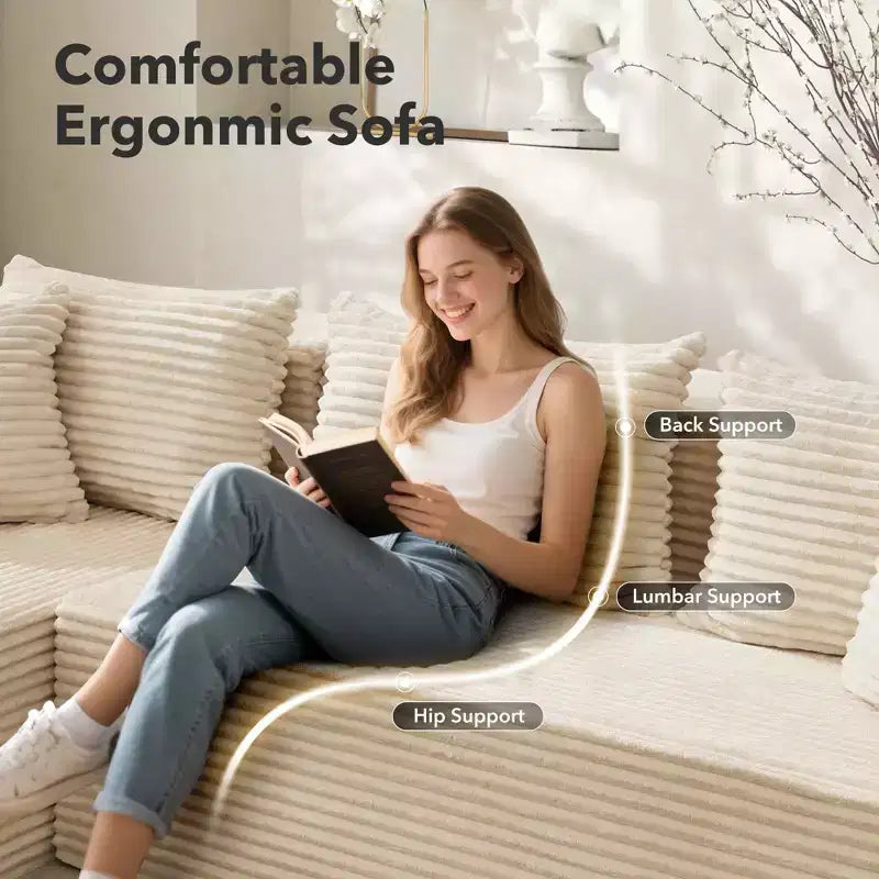 Divano sezionale a L con chaise longue e seduta profonda, 269 cm