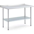 Stainless Steel Prep Table 24x48in, Commercial Kitchen Worktable with Backsplash and Adjustable Undershelf, Metal Food Prep Table for Restaurant