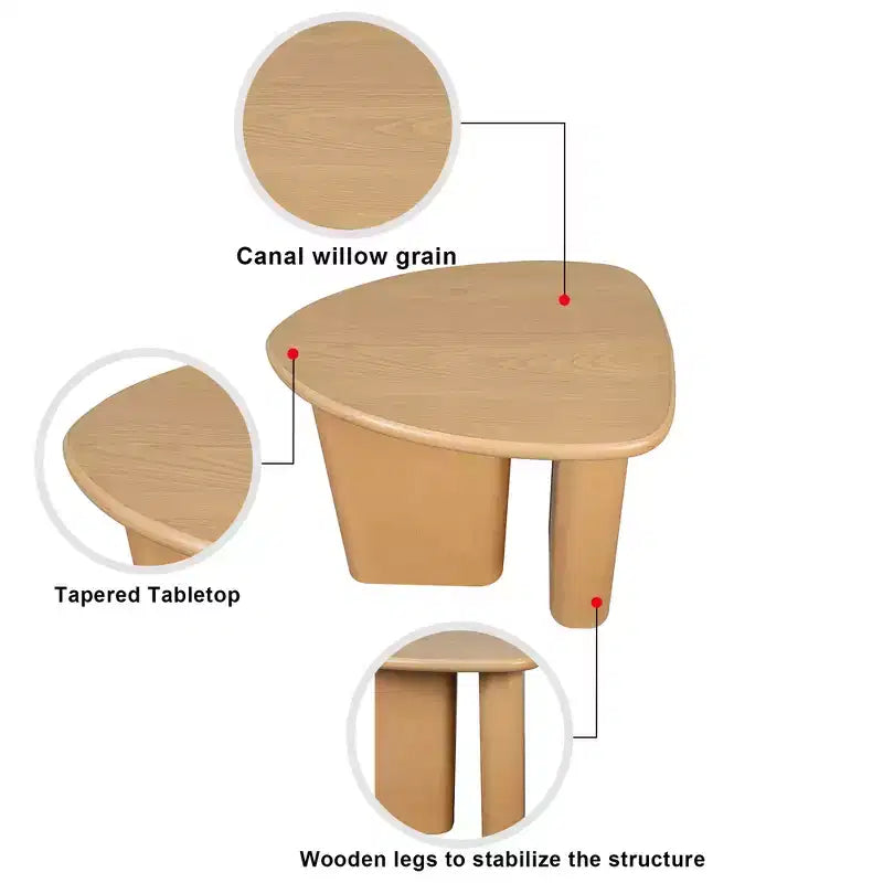 Tavolino in legno con piano rastremato