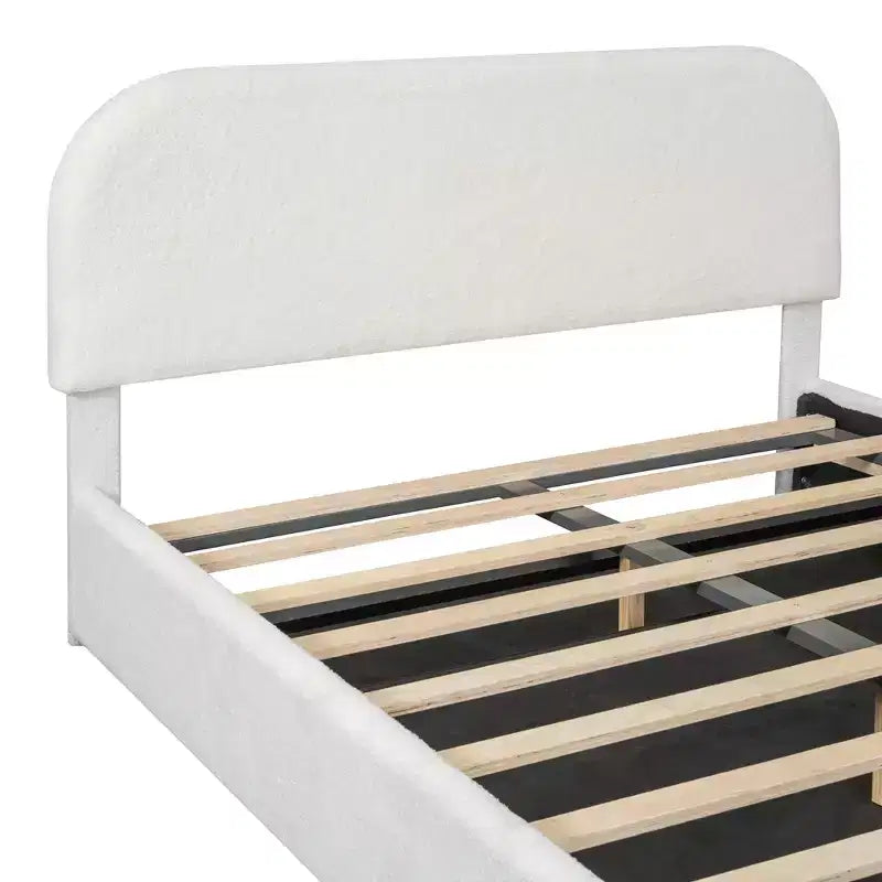 Letto contenitore imbottito matrimoniale, bianco