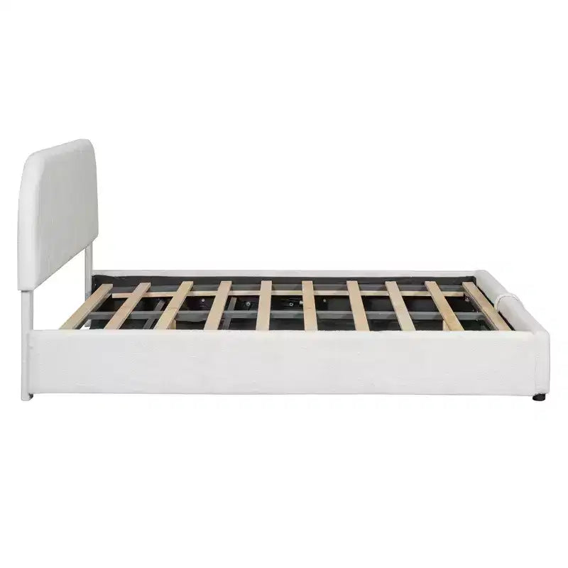 Letto contenitore imbottito matrimoniale, bianco