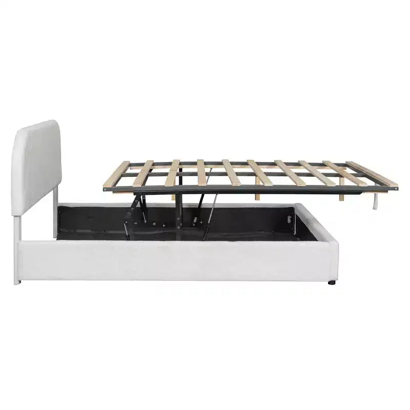 Letto contenitore imbottito matrimoniale, bianco