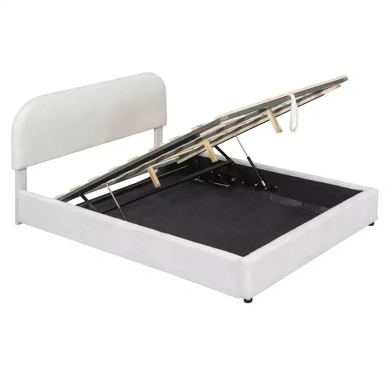 Letto contenitore imbottito matrimoniale, bianco