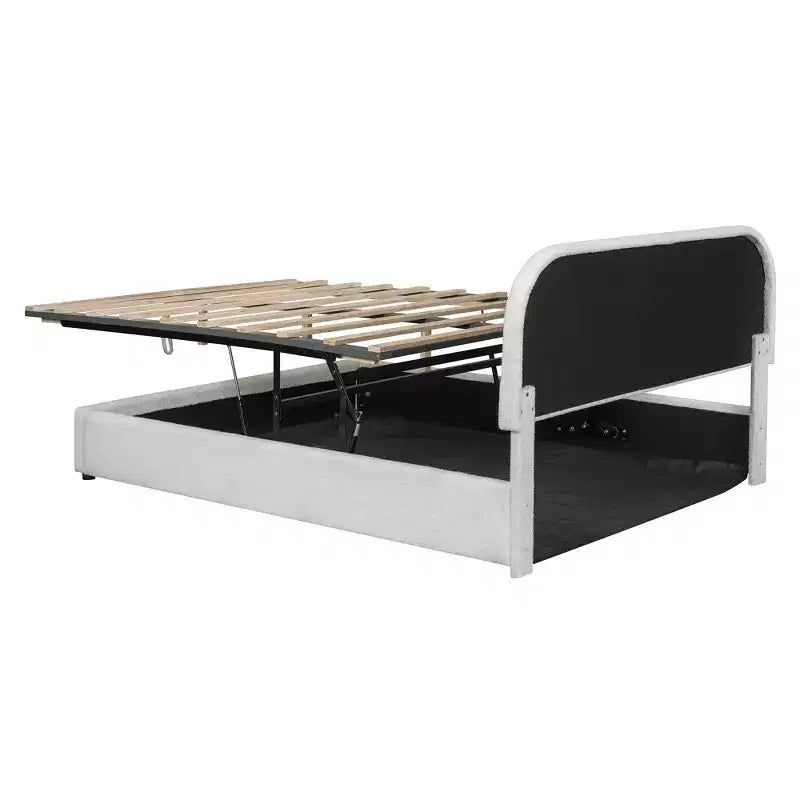 Letto contenitore imbottito matrimoniale, bianco