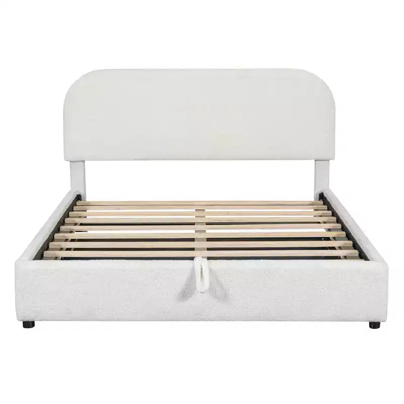 Letto contenitore imbottito matrimoniale, bianco