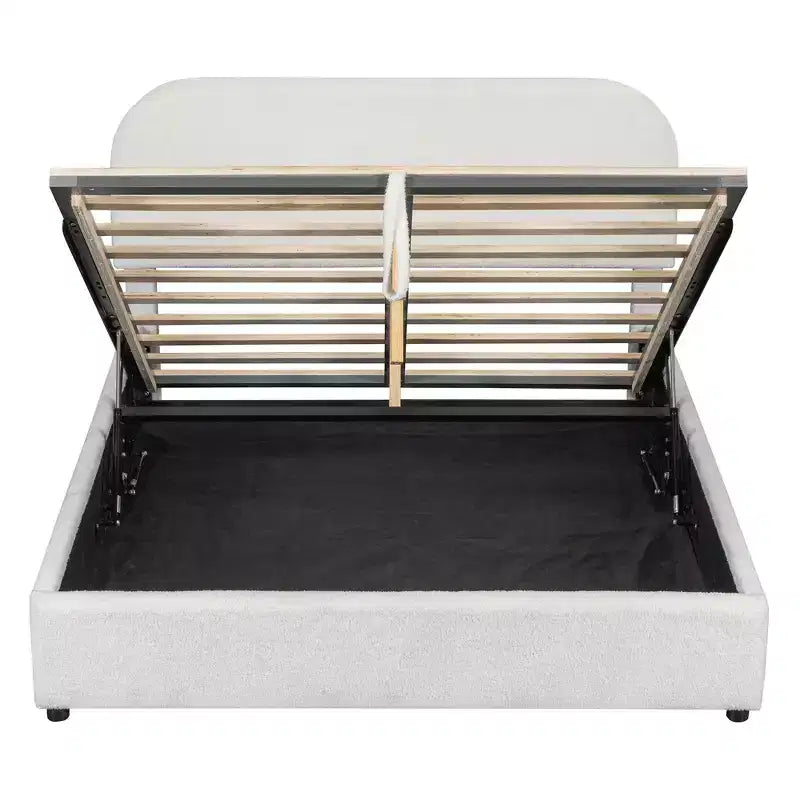 Letto contenitore imbottito matrimoniale, bianco