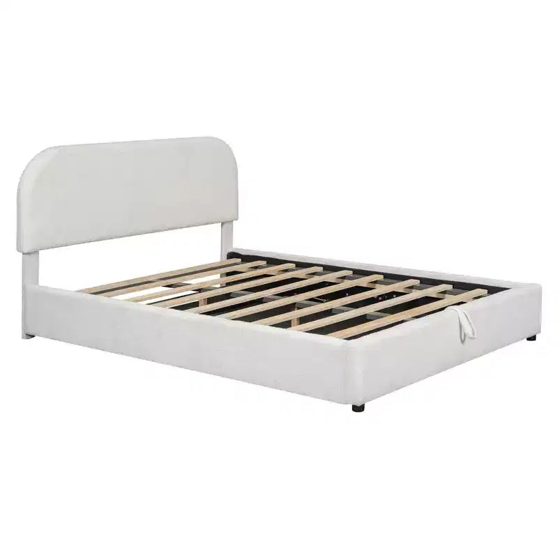 Letto contenitore imbottito matrimoniale, bianco