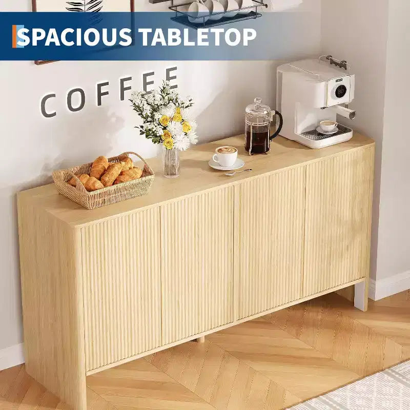 Credenza con scanalature da 58 pollici con ripiani regolabili