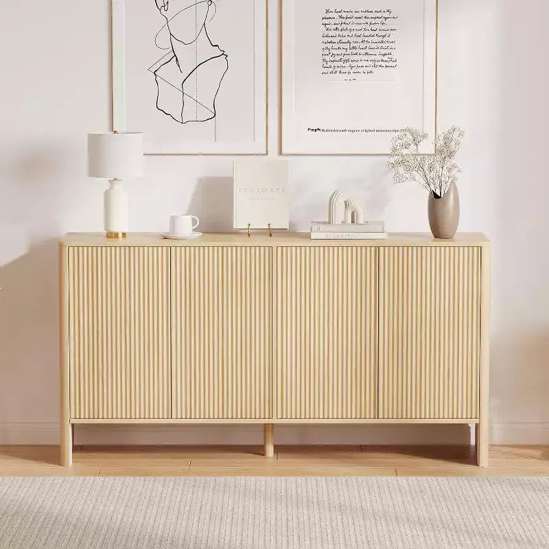 Credenza con scanalature da 58 pollici con ripiani regolabili