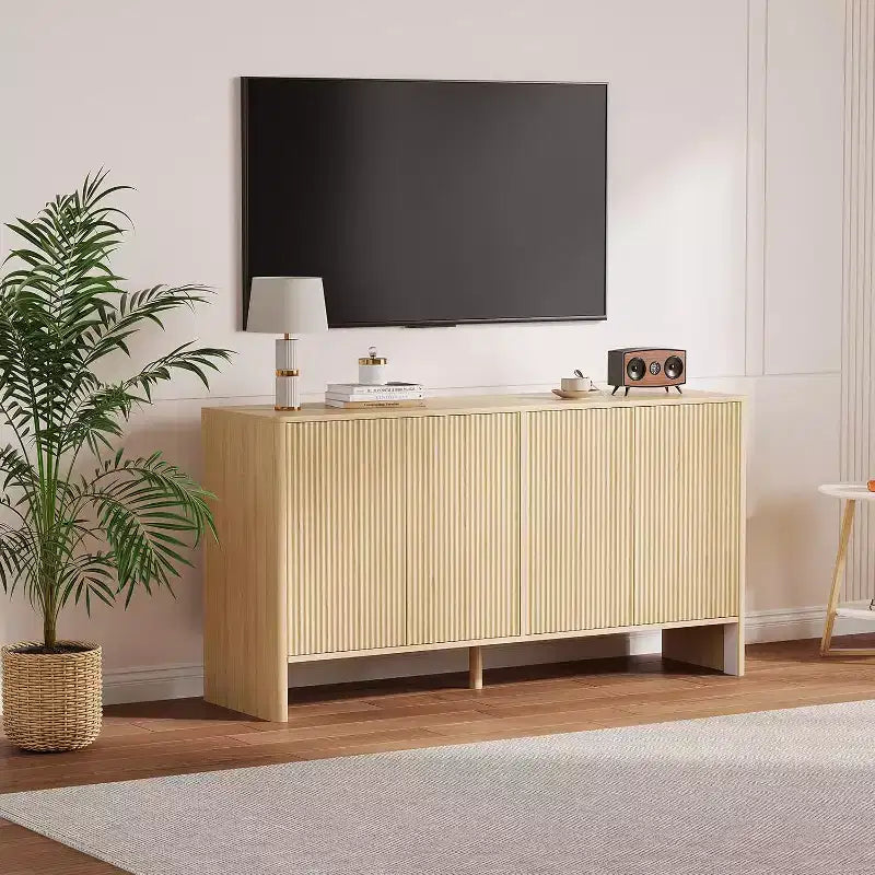 Credenza con scanalature da 58 pollici con ripiani regolabili