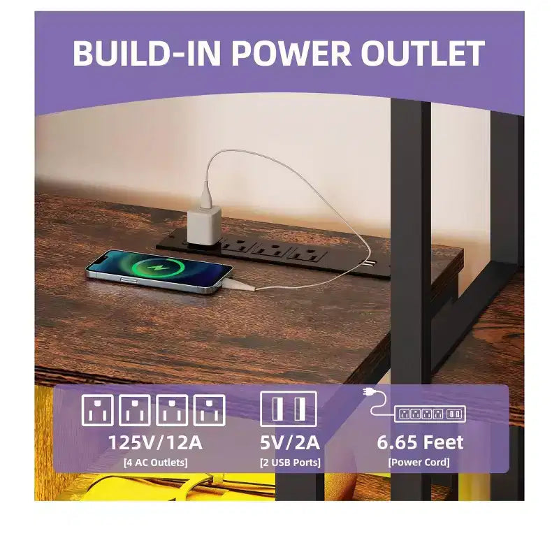 Mobile Porta TV con Libreria e Presa di Corrente, Adatto a TV fino a 65 Pollici